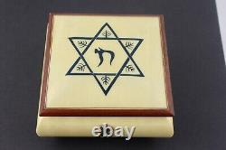 Reuge Inlaid Wood Star Of David Judaica Musical Jewelry Box Swiss Movement