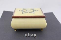 Reuge Inlaid Wood Star Of David Judaica Musical Jewelry Box Swiss Movement