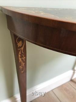 Reuge Italian Inlaid Half Moon side/console table with inbuilt music box