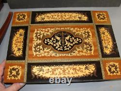 Reuge Italian Inlaid Marquetry Music Jewelry Box Sewing Side Storage Table Vtg