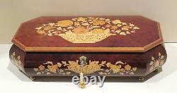 Reuge Italian Jewelry Music Box Inlaid Wood Shadow of Your Smile 14.5 with Key
