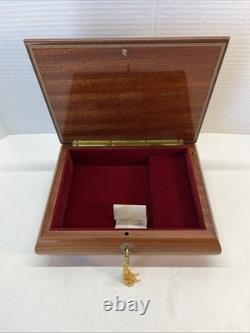 Reuge Italy Music Jewelry Box & Key 1994 Alan Maley / plays till the end Time