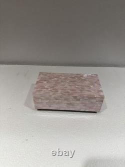 Reuge Jewelry Music Box Pink Mother of Pearl Shell Brass Feet 6.75 x 3.5 x 2.5