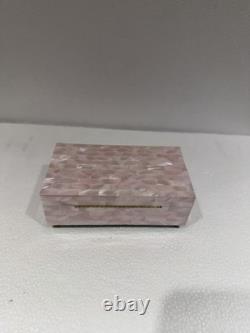 Reuge Jewelry Music Box Pink Mother of Pearl Shell Brass Feet 6.75 x 3.5 x 2.5