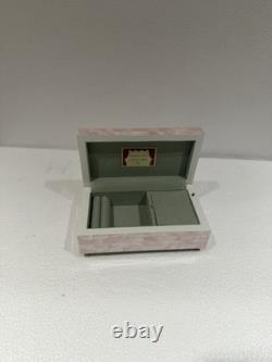 Reuge Jewelry Music Box Pink Mother of Pearl Shell Brass Feet 6.75 x 3.5 x 2.5