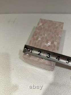Reuge Jewelry Music Box Pink Mother of Pearl Shell Brass Feet 6.75 x 3.5 x 2.5