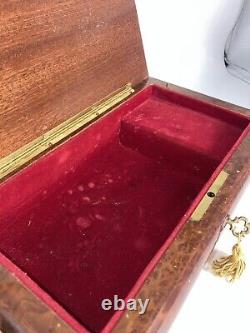 Reuge Jewelry Music Box With Key Red Velvet Interior Not Working