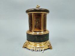 Reuge Leather Lipstick Carousel Music Box Made in Italy