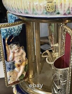 Reuge Lipstick Cigarette Carousel Music Box Italy Capodimonte Plays Edelweiss