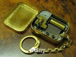 Reuge Miniature Music Box with Cylinder Musical Mechanism/Gold Plated/49,6g