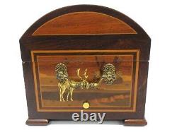 Reuge Music Box 2 Songs With Key Swiss Wooden Jewelry Box