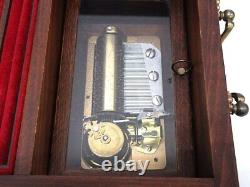 Reuge Music Box 2 Songs With Key Swiss Wooden Jewelry Box