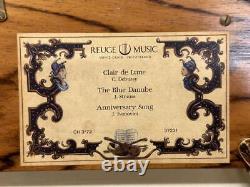 Reuge Music Box 3/72 3 Songs Clair de Lune Blue Danube Anniversary Used Japan