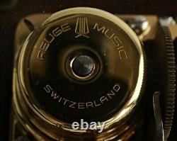 Reuge Music Box 3 songs W. A. Mozart Glass Box Switzerland Antique Beautiful