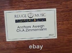 Reuge Music Box 6527 Anchors Aweigh Swiss Movement Cobalt Blue Works