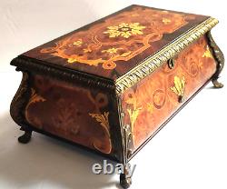 Reuge Music Box 72 Note 3 Tunes Luxury Wood Bronze 9.5x6.5 Beethoven 5, 9, Clai