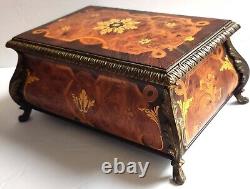 Reuge Music Box 72 Note 3 Tunes Luxury Wood Bronze 9.5x6.5 Beethoven 5, 9, Clai