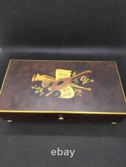 Reuge Music Box 72 Notes Ave Maria 3 Parts Wooden Box Vintage
