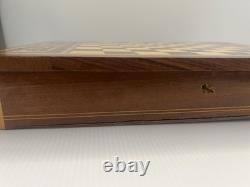 Reuge Music Box Chess Table VTG Inlaid Wood, Decorative, Italy Made WORKING