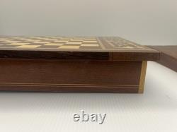 Reuge Music Box Chess Table VTG Inlaid Wood, Decorative, Italy Made WORKING