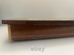 Reuge Music Box Chess Table VTG Inlaid Wood, Decorative, Italy Made WORKING