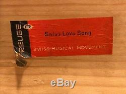 Reuge Music Box Dancing Ballerina Swiss Love Song Movement Wood