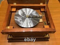 Reuge Music Box Disc Player With Disk 599 Switzerland LeOre Itary Rare