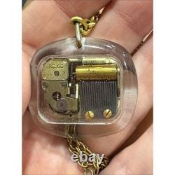 Reuge Music Box Necklace Mens OS Gold Good Vintage Visible Mechanism Swiss Made