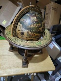 Reuge Music Box Rare Wooden World Globe 15 Tall Swiss Movement Italy Works