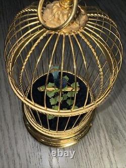 Reuge Music Box Singing Bird Blue Bird Birdcage Interior Swiss-Made Antique