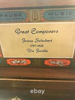 Reuge Music Box Switzerland 36 Note Plays La Truite by Franz Schubert