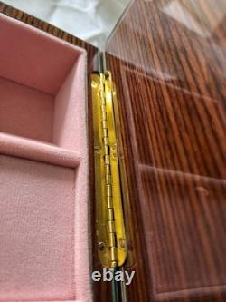 Reuge Music Box Wooden Jewelry Box Key Vintage Floral Switzerland Style