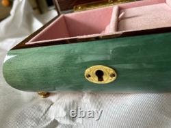 Reuge Music Box Wooden Jewelry Box Key Vintage Floral Switzerland Style