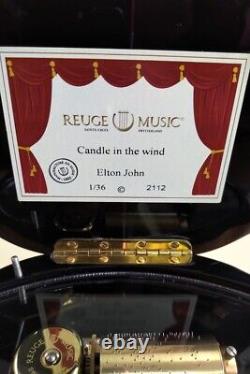 Reuge Music Box Wooden Rose Inlay Elton John Candle In The Wind Rare Find 1/36