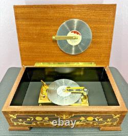 Reuge Music Disc Music Box With Extra Discs Hand Made 12-1/2 x 8 x 4