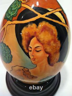 Reuge Music Hand Painted Musical Box/Egg La Tosca On Wooden Rotating base