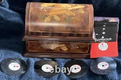 Reuge Music Treasure Chest 4-1/2 Disc Movement Music Box With Set of 15 Discs EUC
