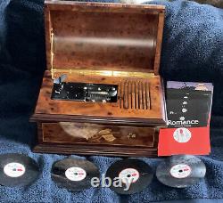 Reuge Music Treasure Chest 4-1/2 Disc Movement Music Box With Set of 15 Discs EUC