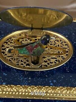 Reuge Music Very Rare Lapis Lazuli Mechanical Singing Bird Box Swiss