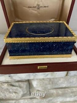 Reuge Music Very Rare Lapis Lazuli Mechanical Singing Bird Box Swiss