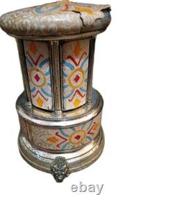 Reuge Music box carousel lipstick Swiss movement 50s/60s, Not Working & No Music Reuge Music box carousel lipstick Swiss movement 50s/60s, Not Working & No Music