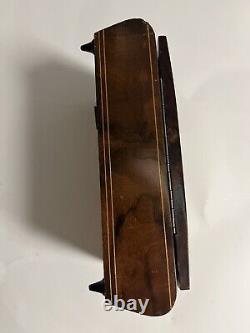 Reuge Music box with inlaid wood mirror music plays made in Switzerland