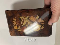 Reuge Music box with inlaid wood mirror music plays made in Switzerland