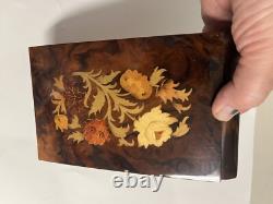 Reuge Music box with inlaid wood mirror music plays made in Switzerland