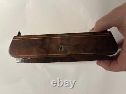 Reuge Music box with inlaid wood mirror music plays made in Switzerland