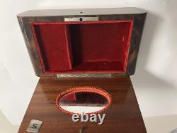 Reuge Music box with inlaid wood mirror music plays made in Switzerland