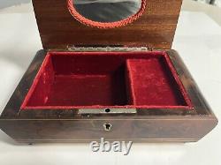 Reuge Music box with inlaid wood mirror music plays made in Switzerland