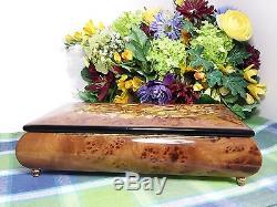 Reuge Music of the Night 22 Note Burled Wood Music box Jewelry Box