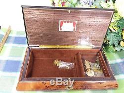 Reuge Music of the Night 22 Note Burled Wood Music box Jewelry Box