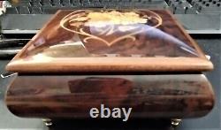 Reuge Rare Wood Inlay Music Jewelry Box Shell And Works Made In Switzerland